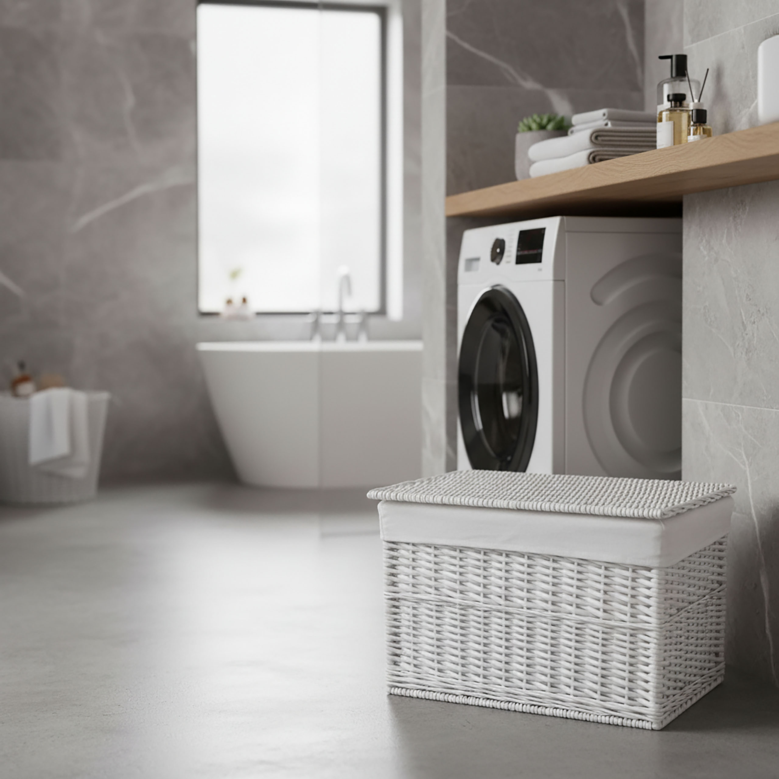 Kufer wiklinowy 105L 66x40x40 cm biały - obrazek 2