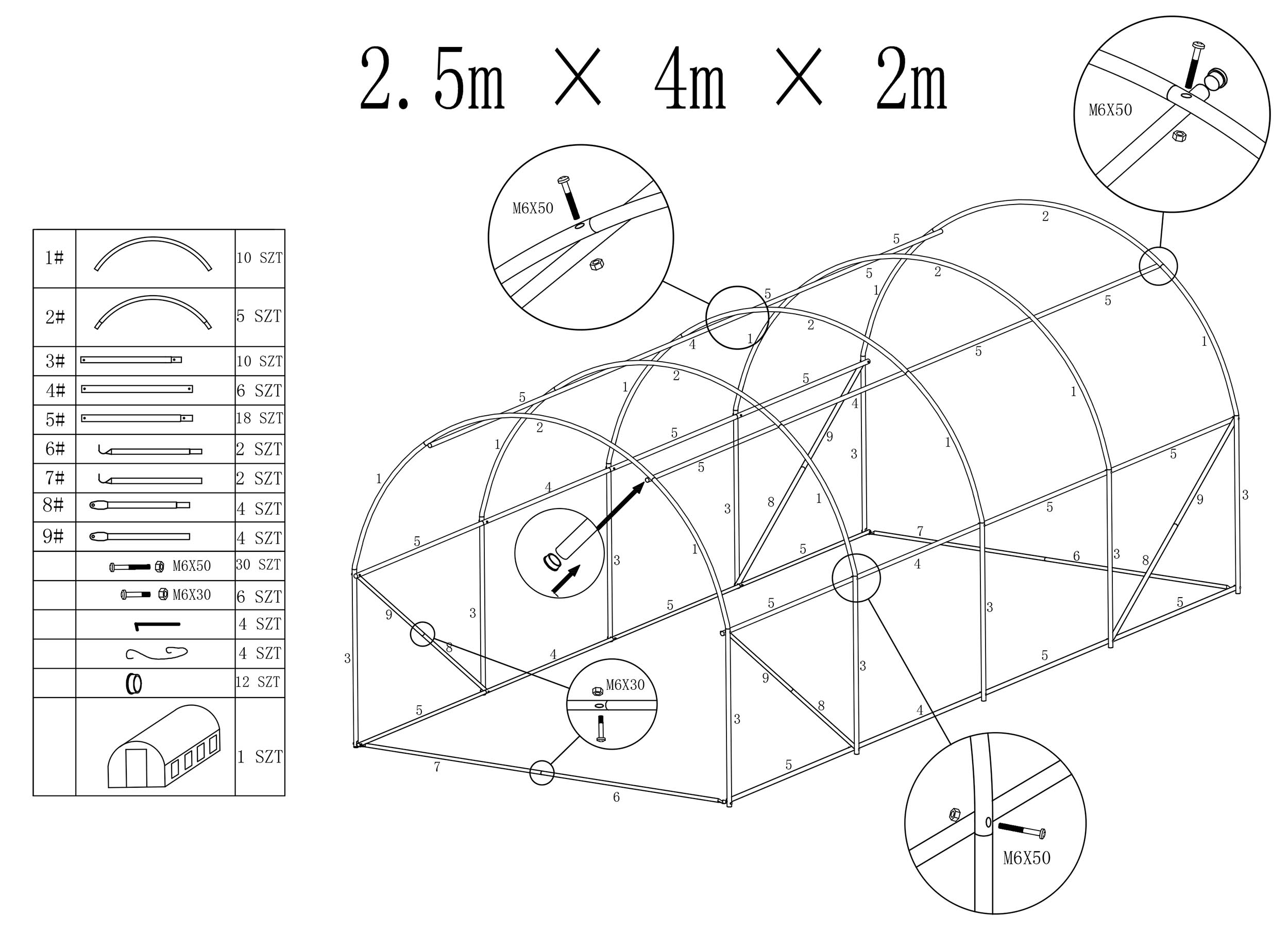 Pokrycie na tunel foliowy szklarnię ogrodową 2,5x4 m - obrazek 5