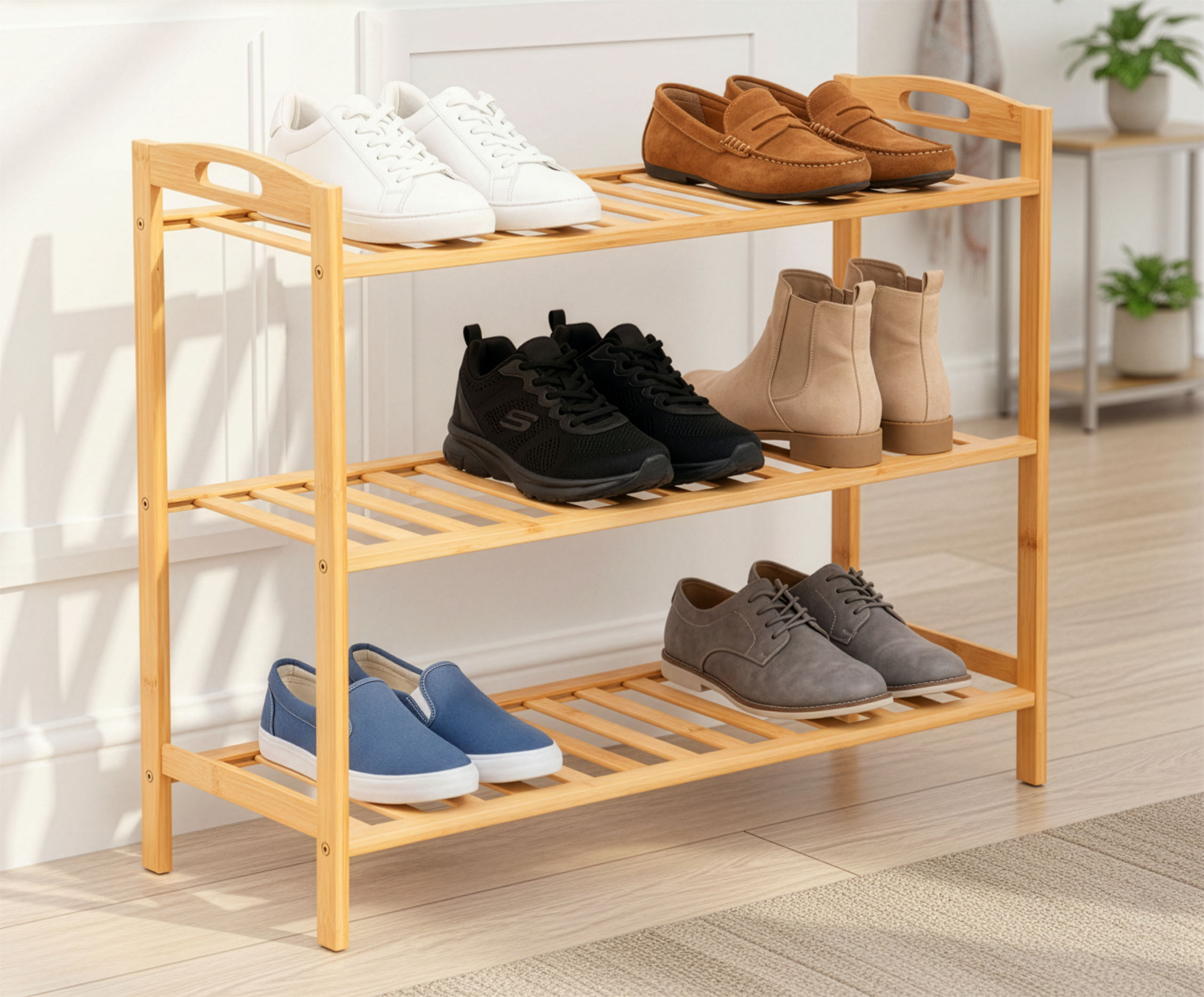 Bambusowy regał na buty 3 poziomy Astaria - obrazek 2