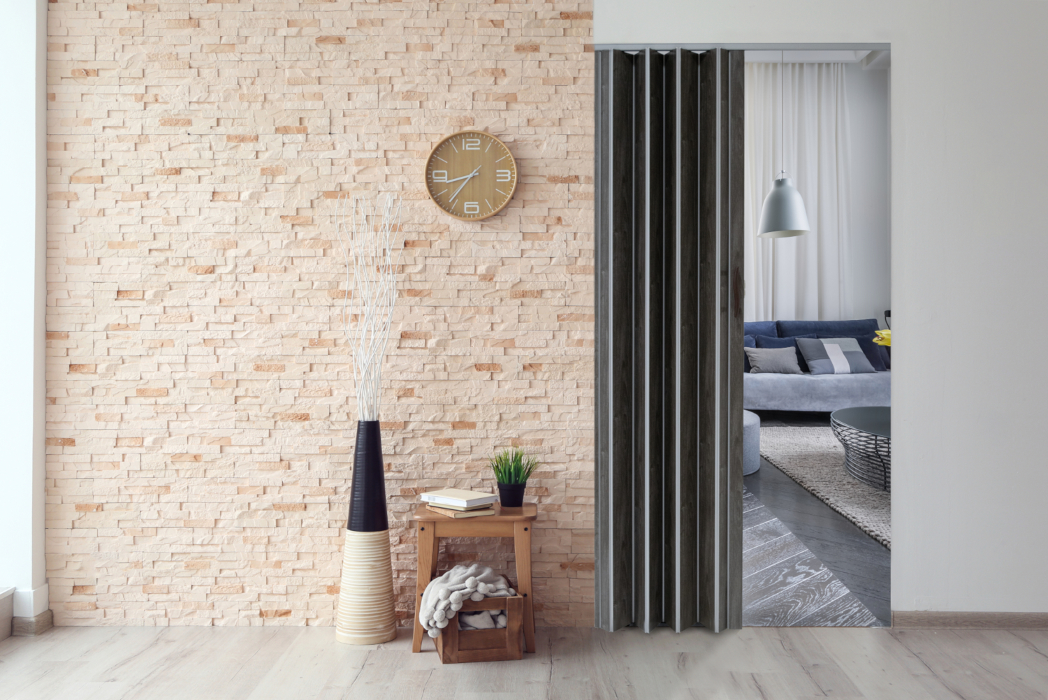 Drzwi harmonijkowe 001P DĄB GRAFIT MAT - 90 cm - obrazek 7