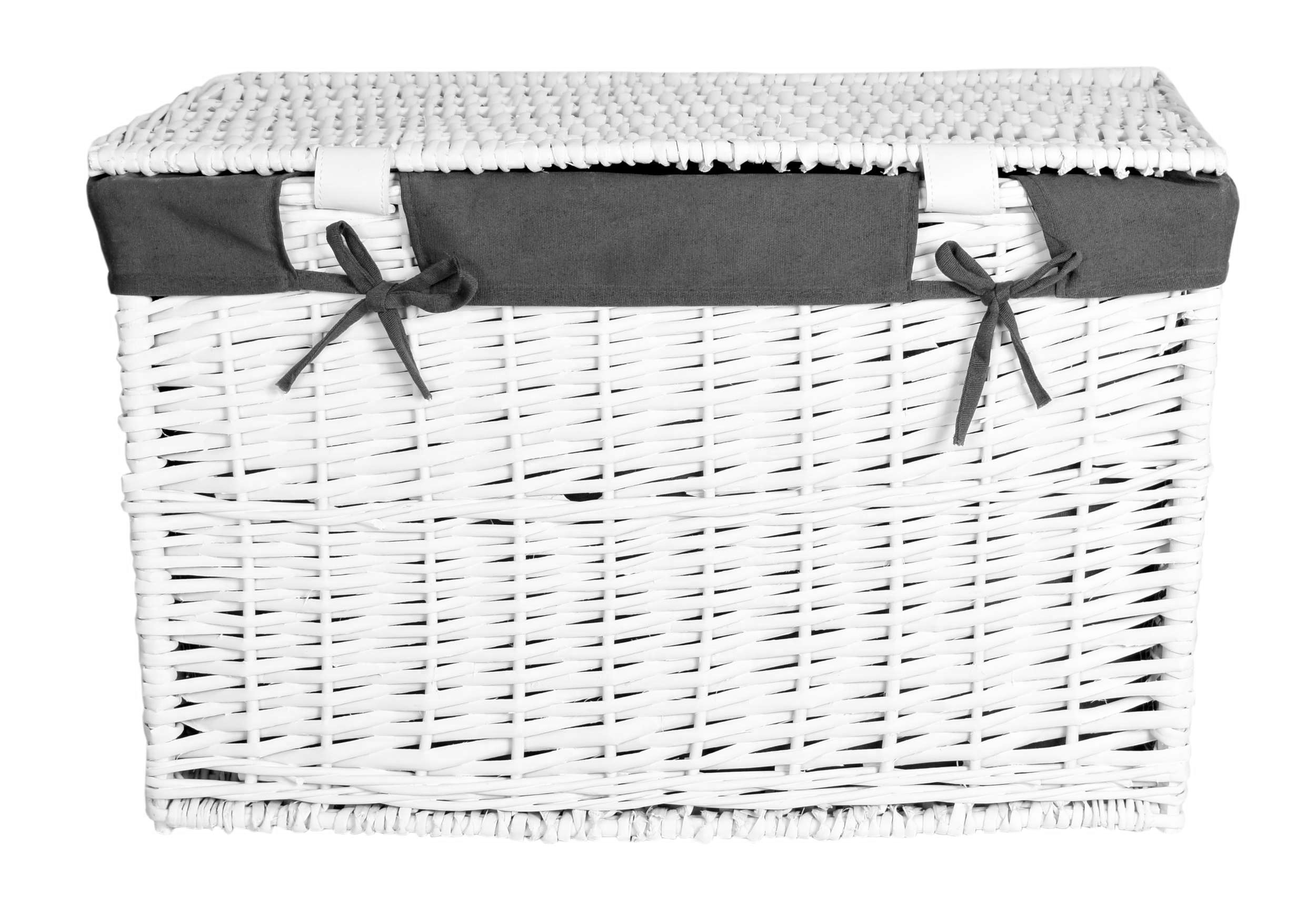 Kufer wiklinowy 65L 56x34x34 cm biało-szary - obrazek 4