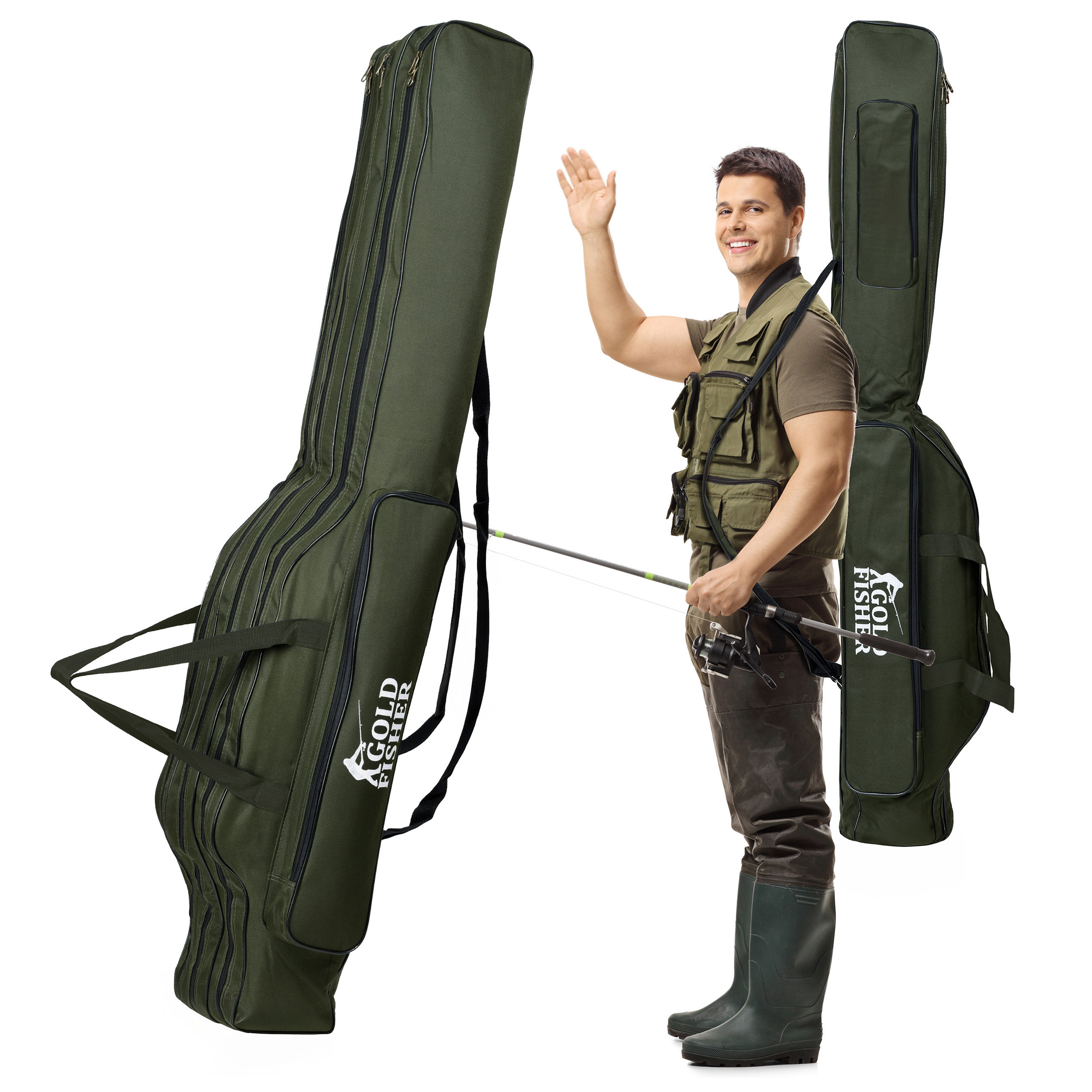 Pokrowiec na wędki 140 cm Gold Fisher 3 komory - obrazek 8