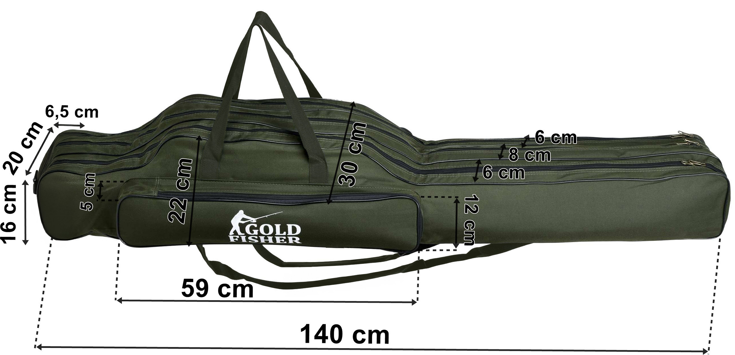 Pokrowiec na wędki 140 cm Gold Fisher 3 komory - obrazek 9