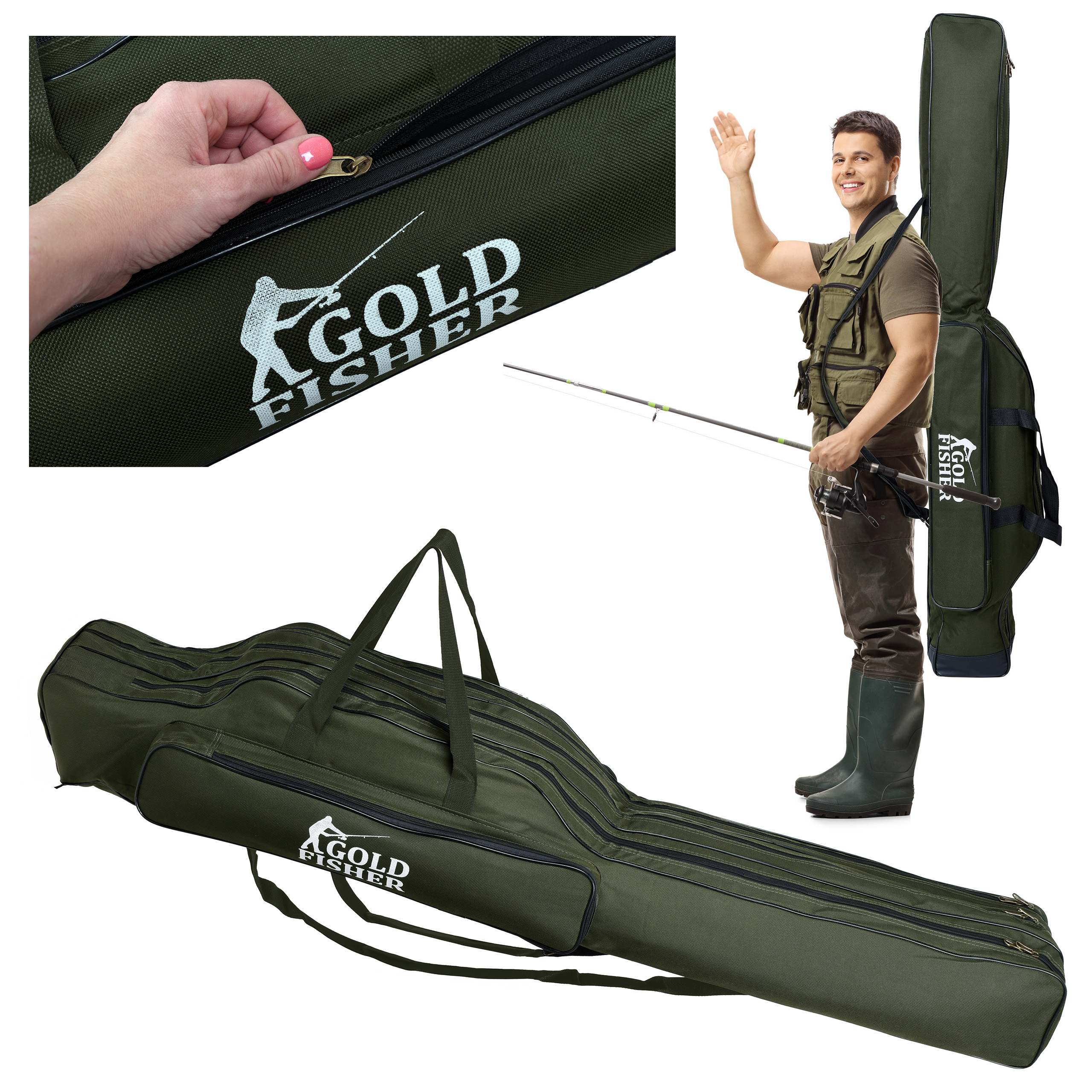 Pokrowiec na wędki 140 cm Gold Fisher 3 komory - obrazek 10