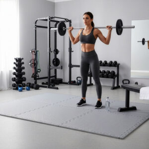Alternative view of Mata ochronna fitness szara 18 elementów