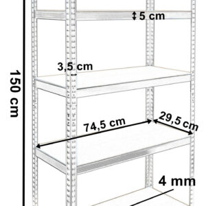 Alternative view of Regał magazynowy 5 poziomów 625 kg 150 x 75 x 30  cm