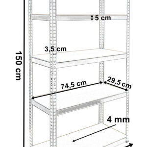 Alternative view of Regał magazynowy 5 poziomów czarny 625kg 150x75x30 cm