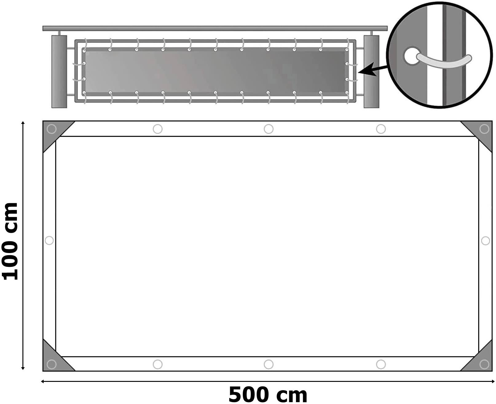 Osłona mata balkonowa szara 1x5 m - obrazek 4