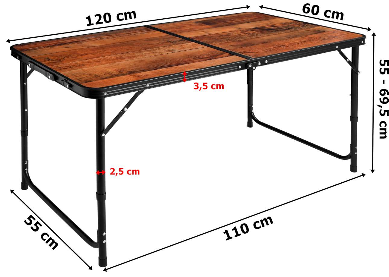 Stolik turystyczny TRIP kempingowy składany 120x60 cm loft - obrazek 3