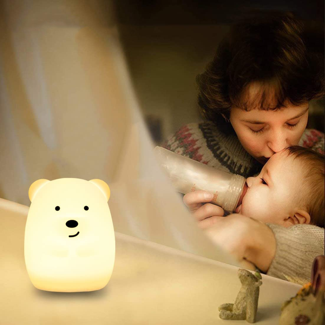 Silikonowa lampka nocna Misiek led rgb - obrazek 3