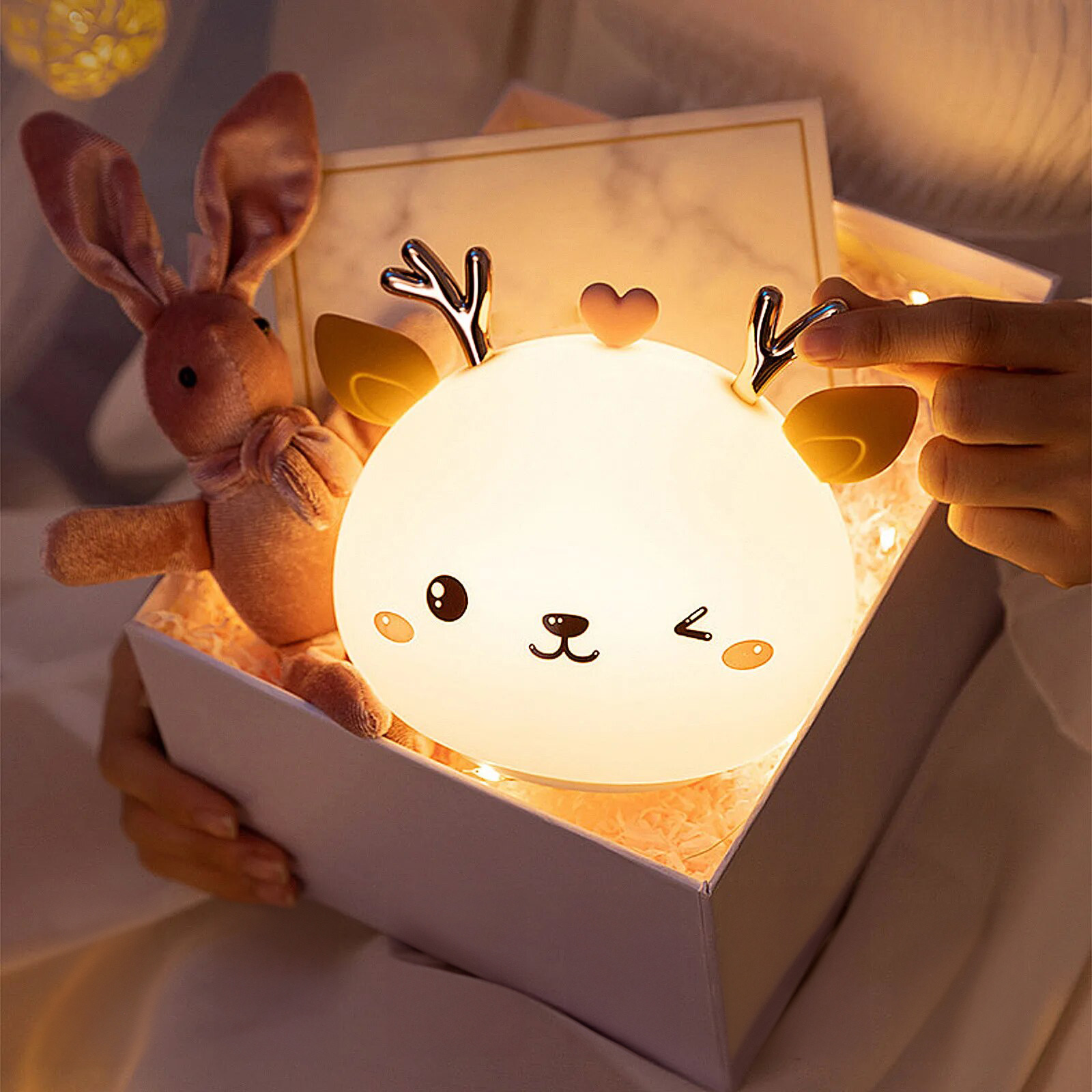 Silikonowa lampka nocna Jelonek led rgb - obrazek 7