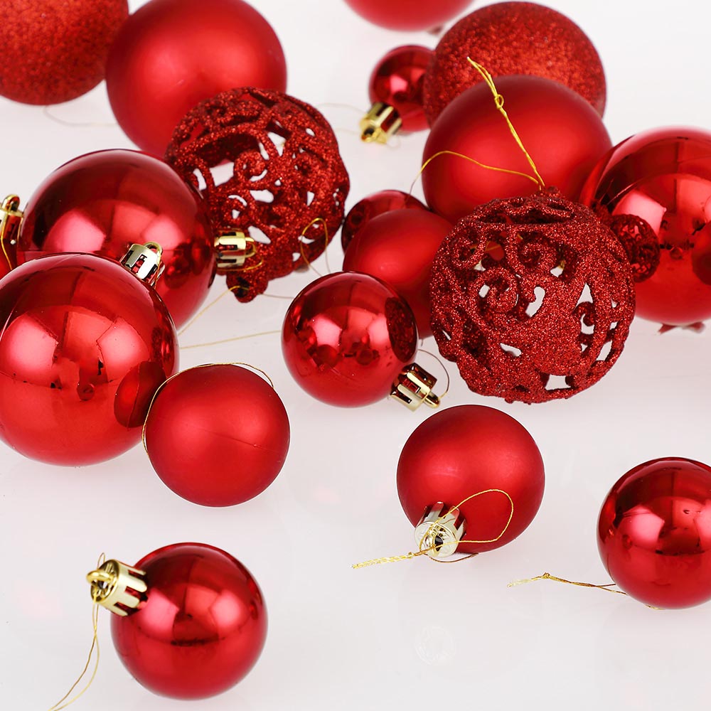 Zestaw bombek choinkowych REGALO CZERWONY 100 sztuk - obrazek 5