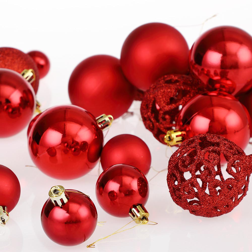 Zestaw bombek choinkowych REGALO CZERWONY 100 sztuk - obrazek 6