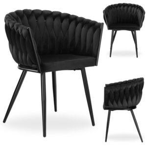 Krzesło welurowe plecione ASTON VELVET czarne