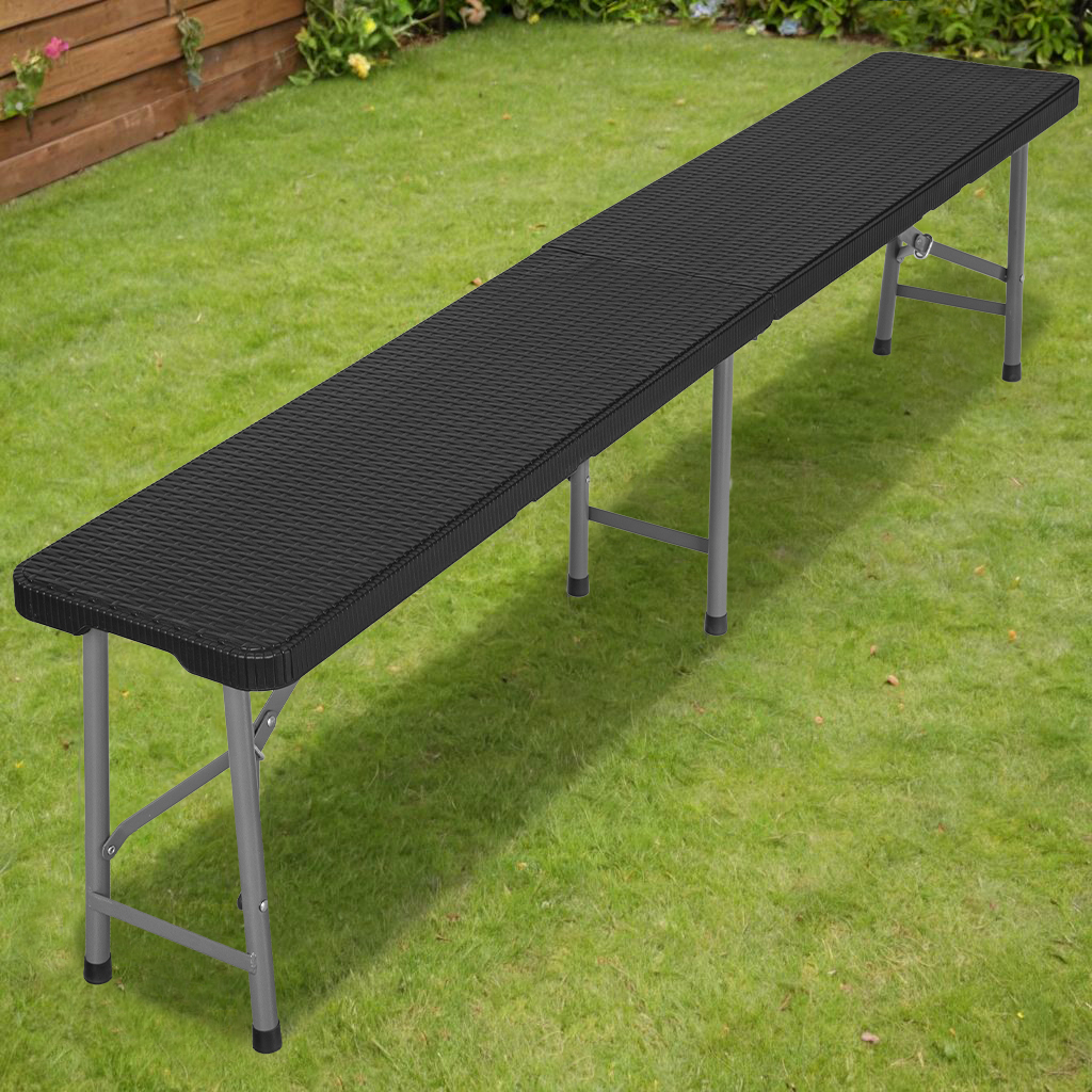 Ławka cateringowa składana w walizkę 180 cm RATTAN czarna - obrazek 2