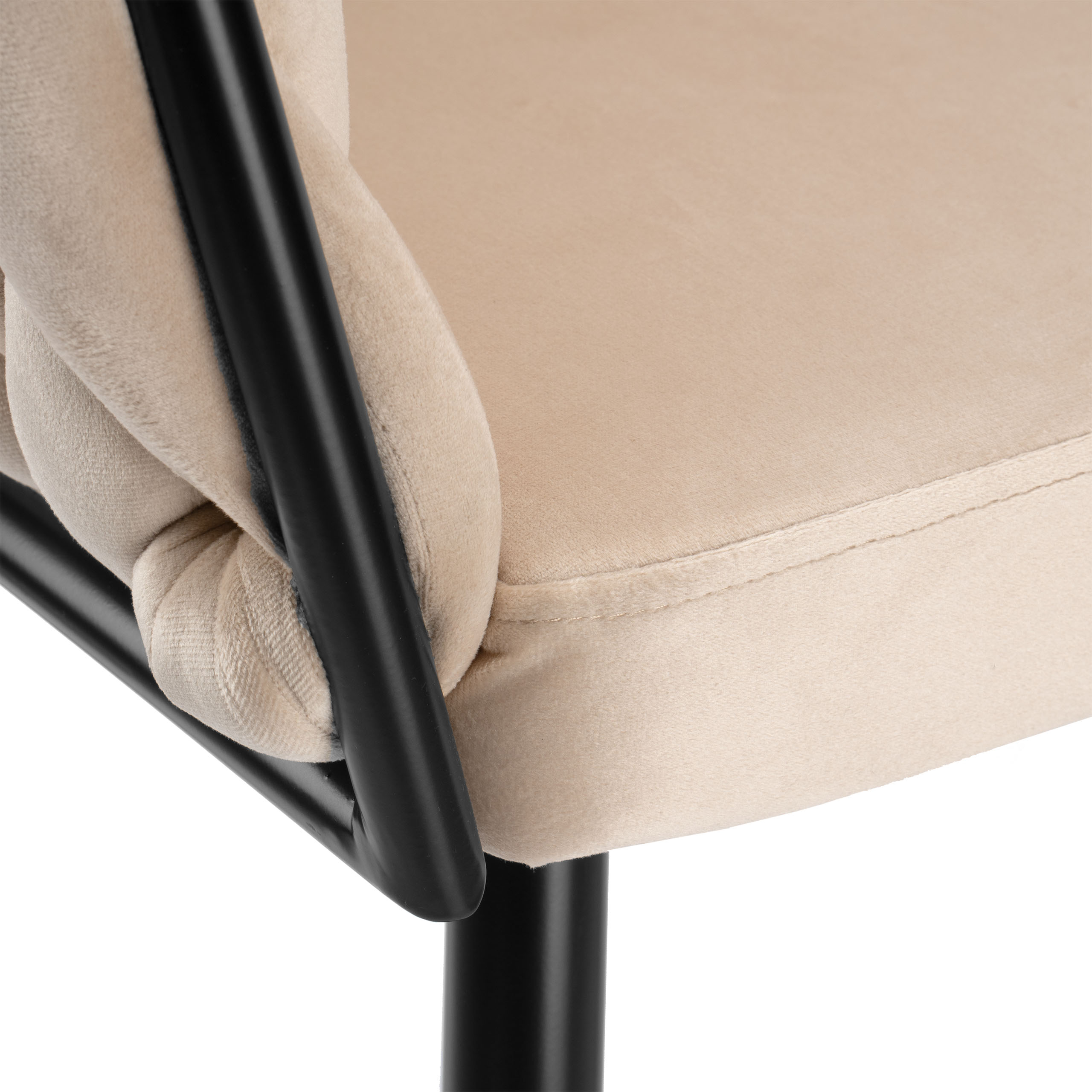 Krzesło welurowe plecione COFTON BLACK VELVET beżowe - obrazek 9