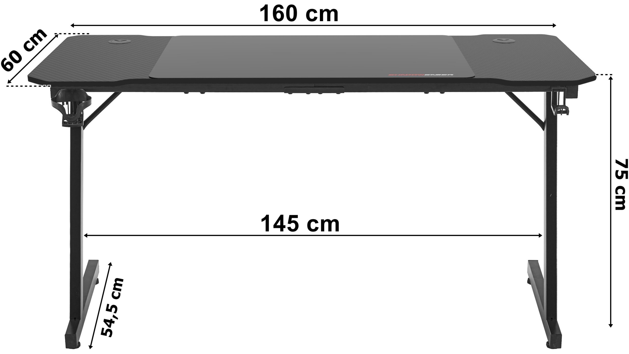 Biurko gamingowe SHADOW GAMER 1.1 160 cm podkładka - obrazek 4