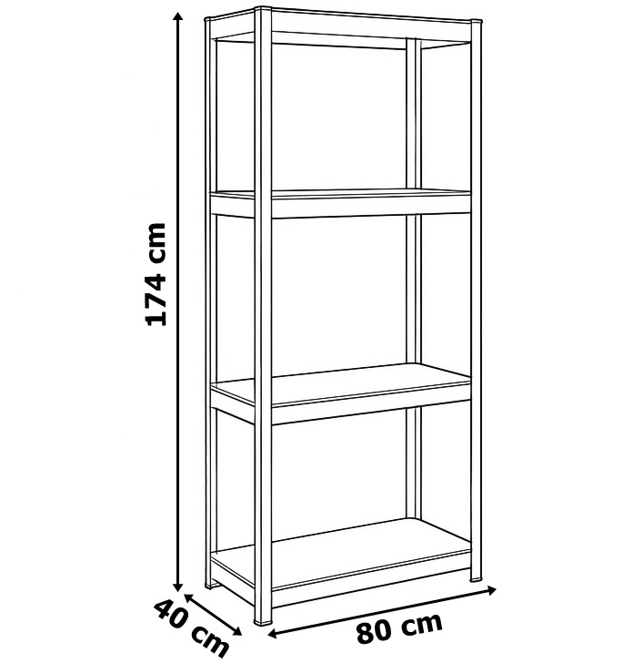 Regał magazynowy 4 poziomy 174x80x40 150 kg srebrny - obrazek 3
