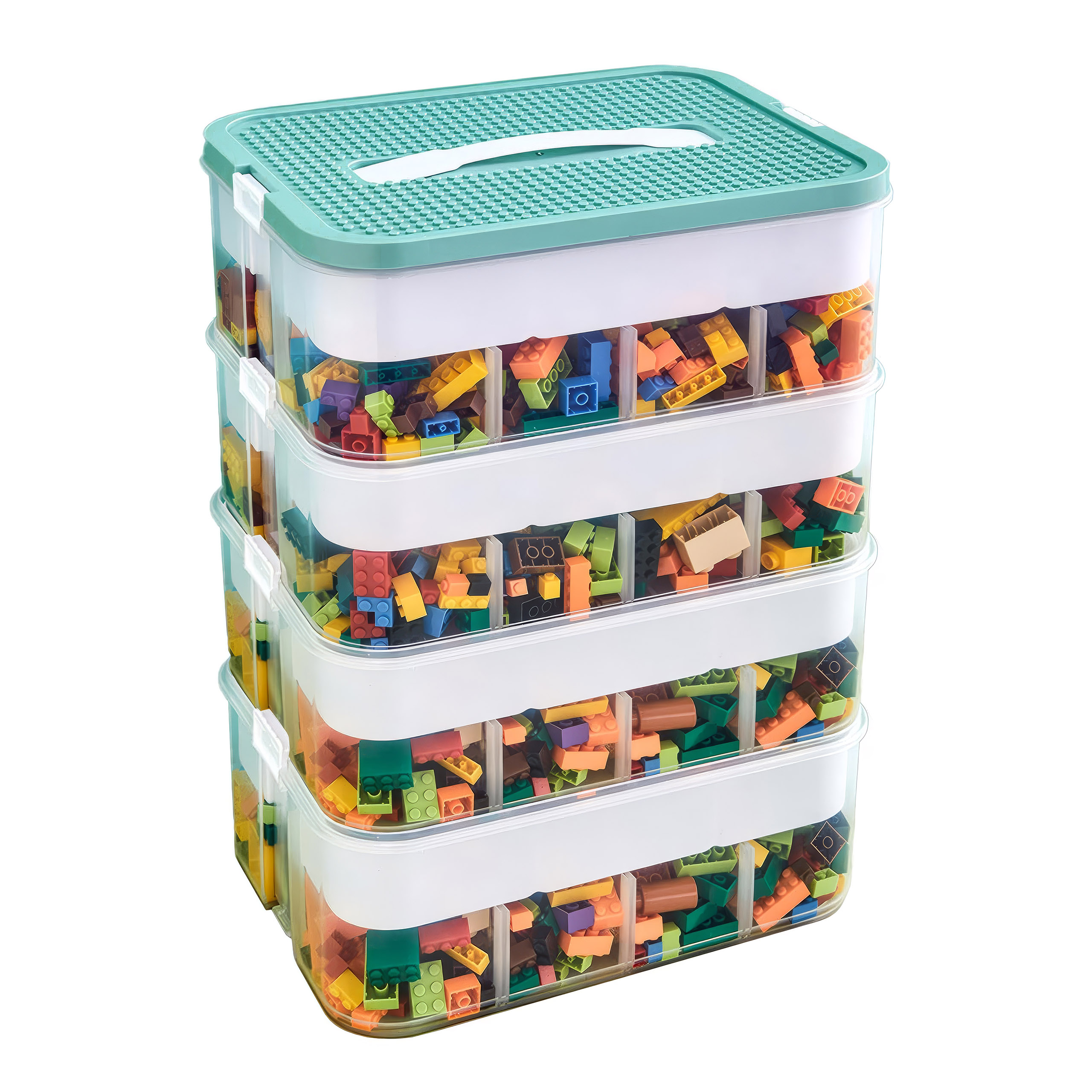 Pudełko 4-piętrowe na zabawki klocki LEGOS - obrazek 5