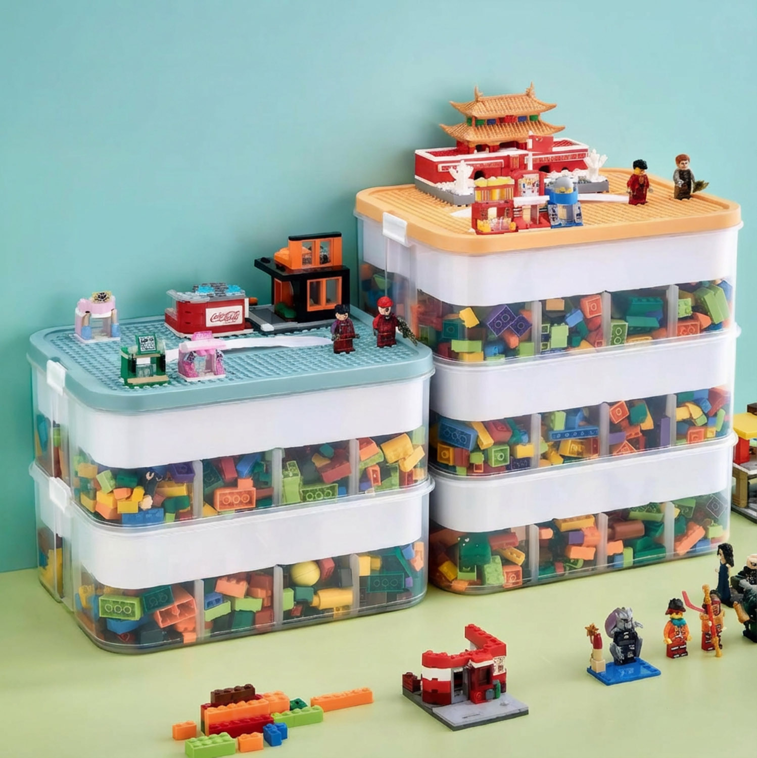 Pudełko 4-piętrowe na zabawki klocki LEGOS - obrazek 7