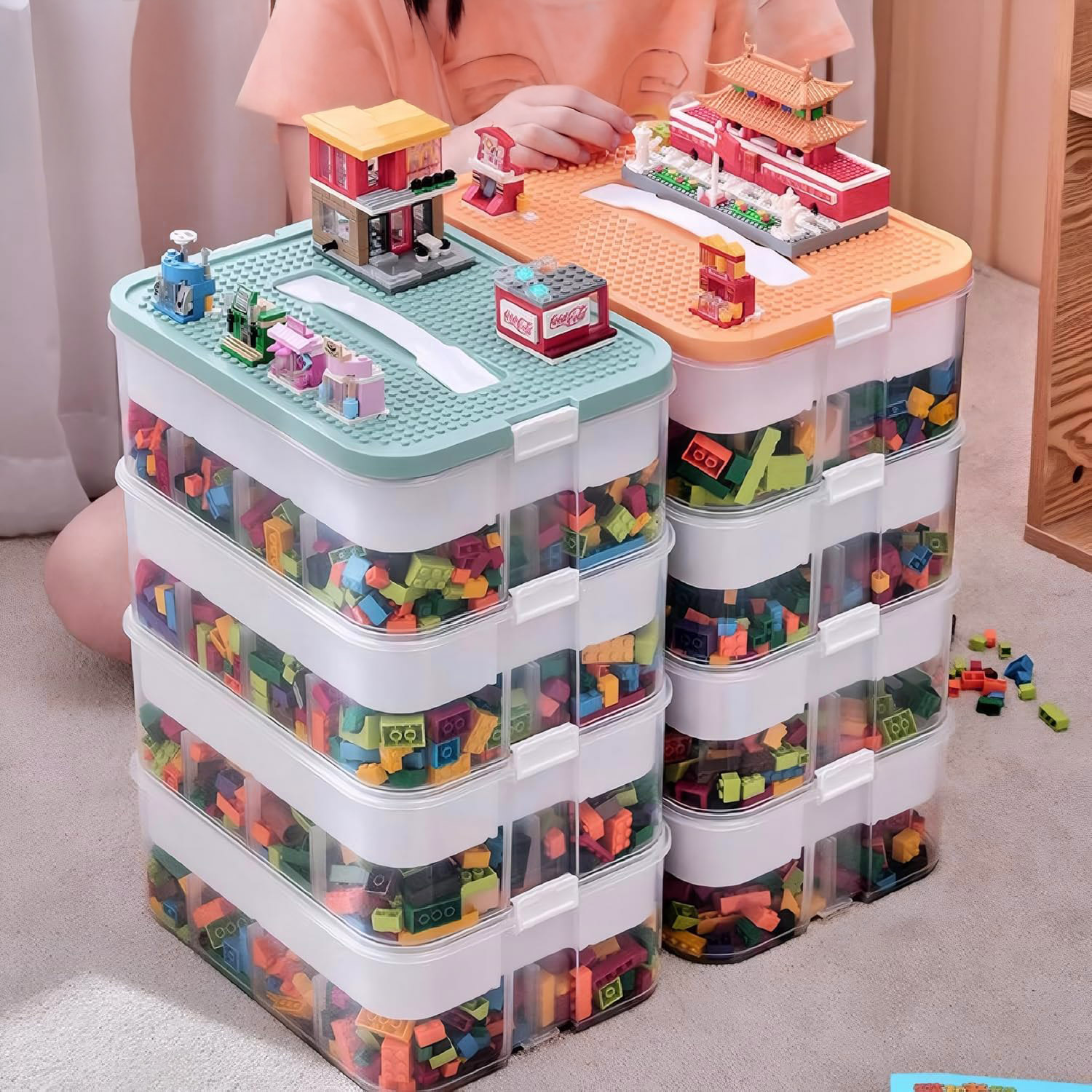 Pudełko 4-piętrowe na zabawki klocki LEGOS - obrazek 8