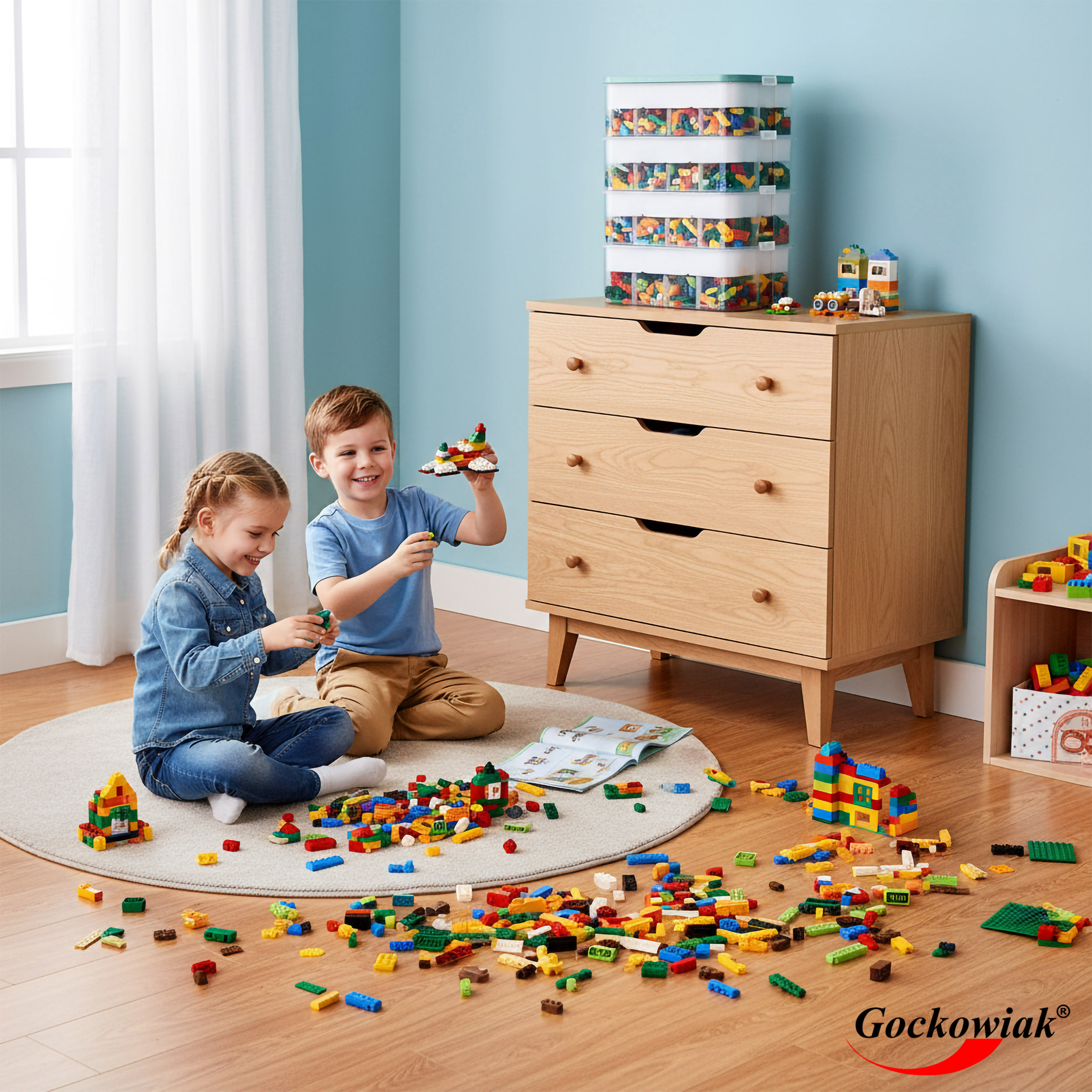 Pudełko 4-piętrowe na zabawki klocki LEGOS - obrazek 3