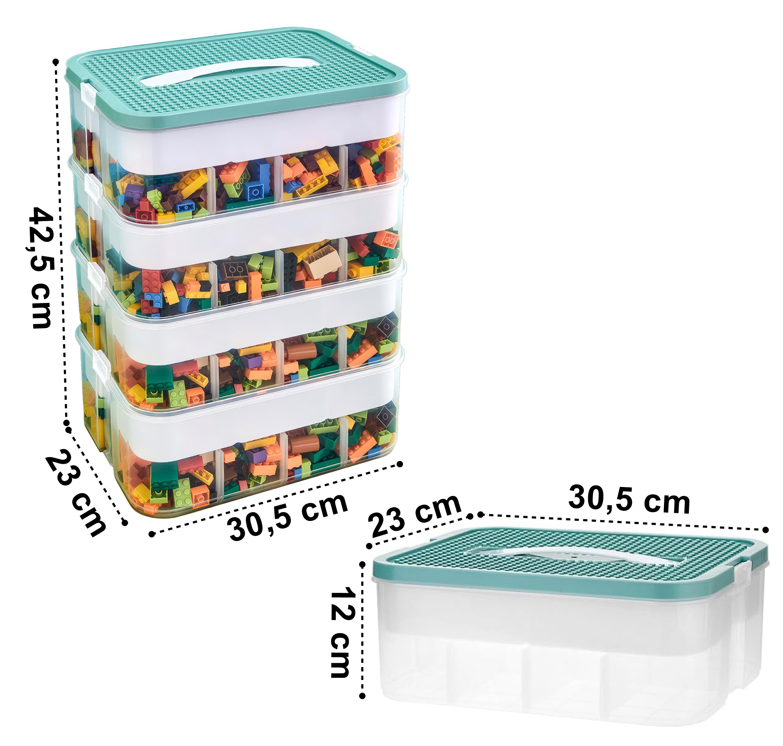 Pudełko 4-piętrowe na zabawki klocki LEGOS - obrazek 4