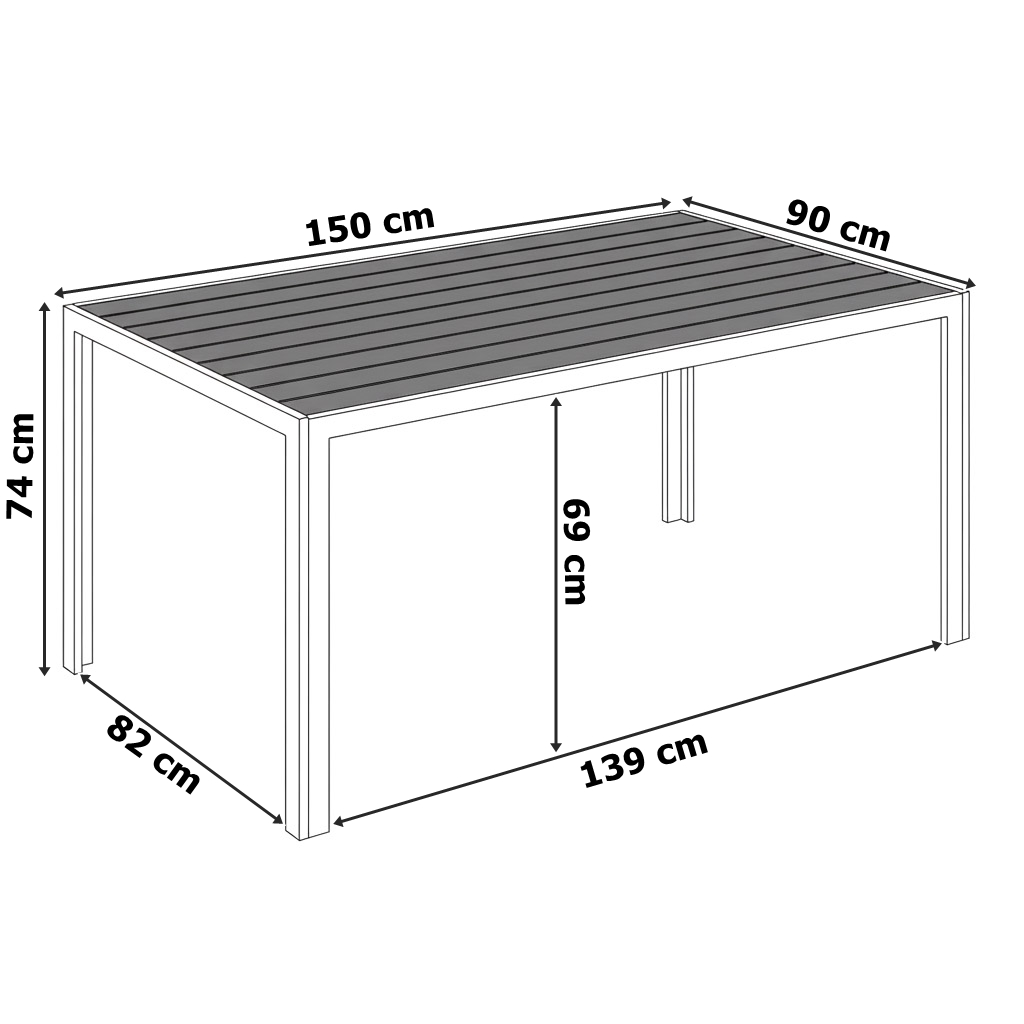 Stół ogrodowy aluminiowy ZENON 150x90 cm - obrazek 4