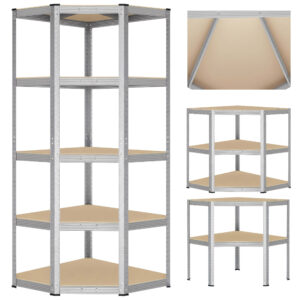 Regał magazynowy narożny 5 poziomów 875 kg 180 x 70 x 40 cm