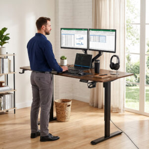 Alternative view of Biurko gamingowe SHADOW GAMER RUSTIC elektryczne 140 cm