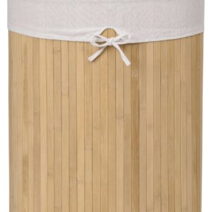 Kosz narożny na pranie bambusowy z pokrywą natural 60L