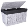 Kufer wiklinowy 76x46x46 cm - 160L - biało-szary