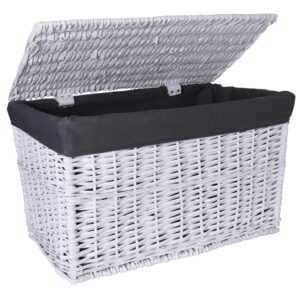 Kufer wiklinowy 76x46x46 cm - 160L - biało-szary