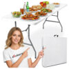 Stół cateringowy FETA WHITE składany w walizkę 180 cm biały